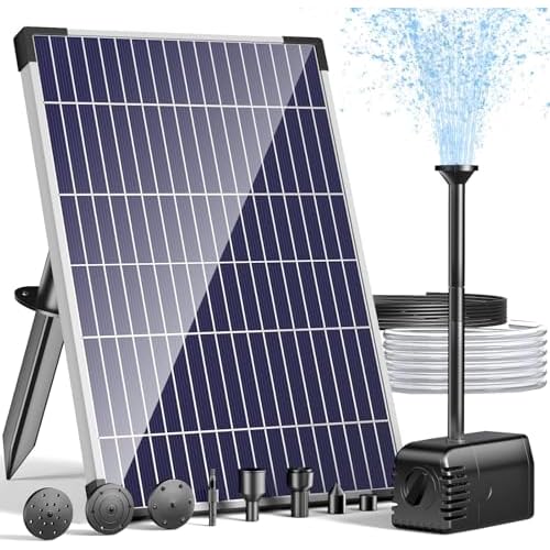 POPOSOAP Solar Pond Pump, 12W Solar Water Fountain Pump with Dry Run Protect and 600LPH Adjustable Flow Rate, Clear Tubing & 16.4Ft Cord Length for Ponds, Fish Tank, Garden, Waterfall, Hydro