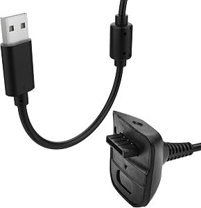 Xbox 360 Controller Charging Cable - Replacement for Microsoft Xbox 360 Slim Wireless Gaming Controllers Charger