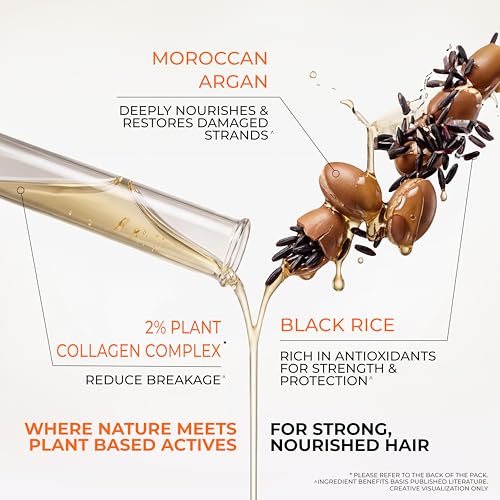 Image of Dabur Vatika Bio-Infusions Damage Repair Shampoo | Moroccan Argan & Black Rice | 2% Plant Collagen + Vitamin C | 100% Damage Repair | Repairs Frizz & Split Ends | No Added Salt | For Dry & Damaged Hair