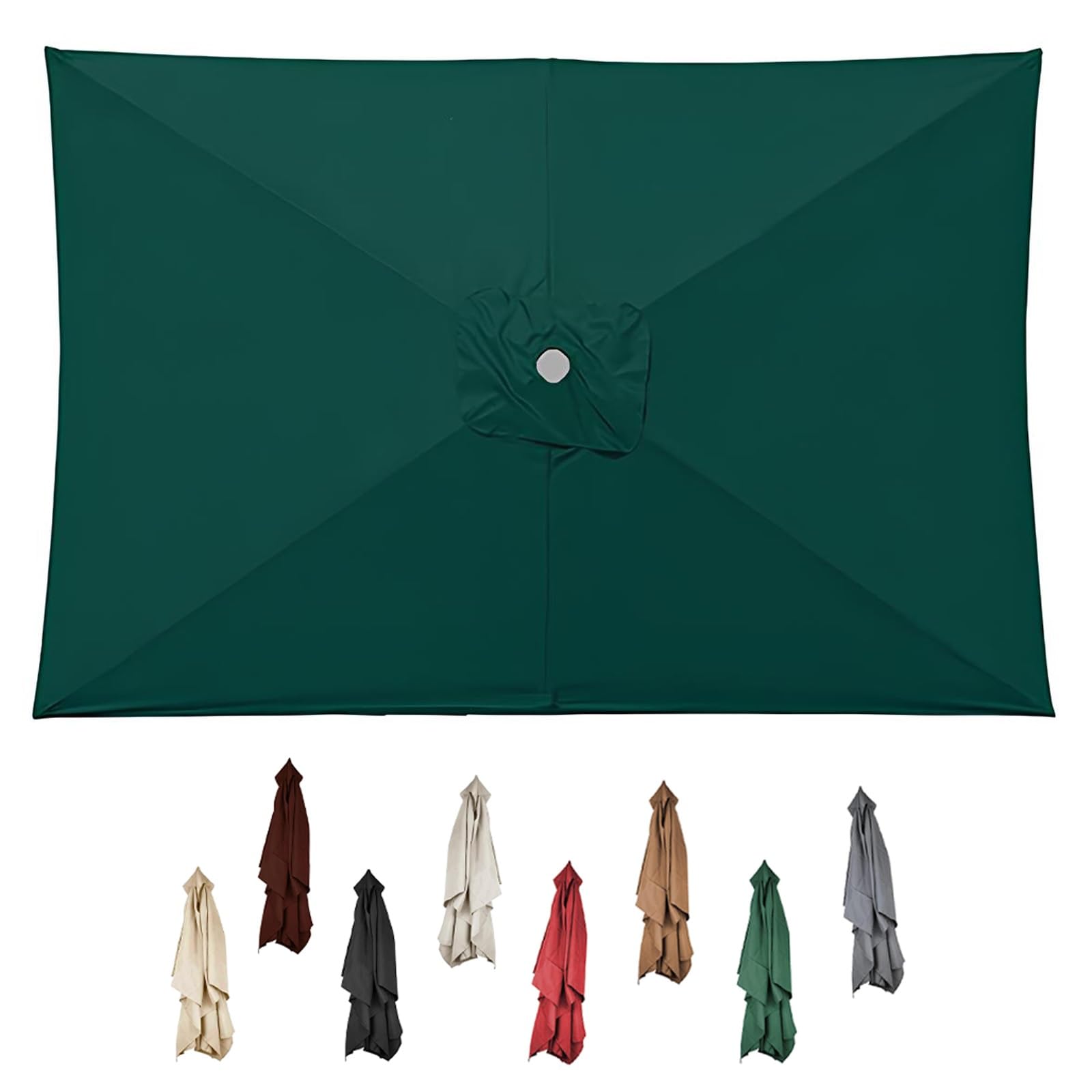 Telo Di Ricambio Per Ombrellone Rettangolare 3x2m 3x3.0m, Panno Di Ricambio Per Ombrellone Da Giardino A 4/6/8 Stecche In Poliestere, Protezione UV 50+(Green,2.0x3.0m)