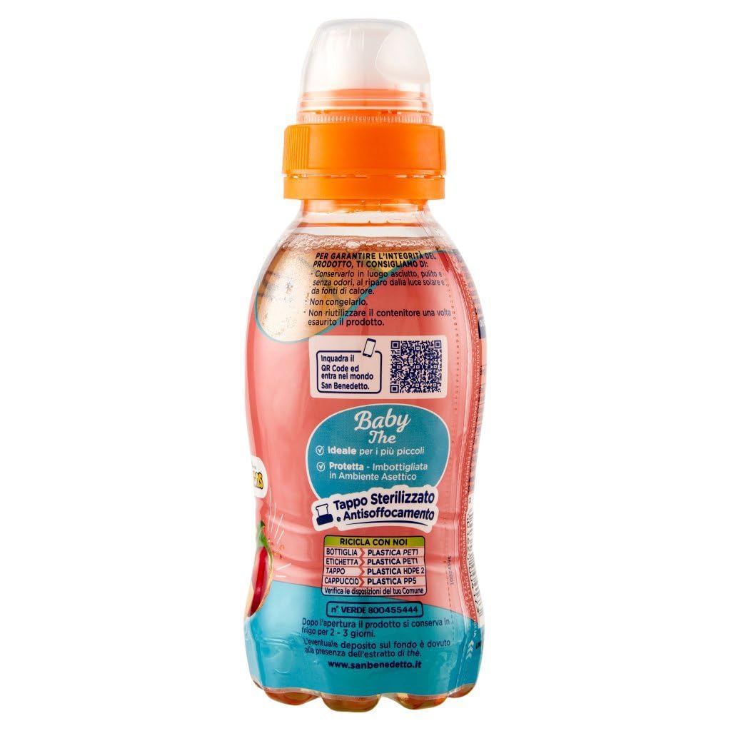 San benedetto Thè baby, the deteinato alla pesca entcoffeiniert, Soft drink, peach tea decaffeinated, Eistee Pfirsich PET 48x 25cl + Italian Gourmet polpa 400g