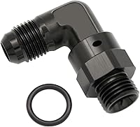 Vista 24 de Adaptador de riel de bomba de combustible macho de aluminio de radio de alto flujo 45 grados 6AN macho a 4AN macho con junta tórica AN4 ORB, negro