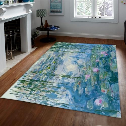 Tapis de sol intérieur nénuphar bleu lavable pour sol glissant - 2