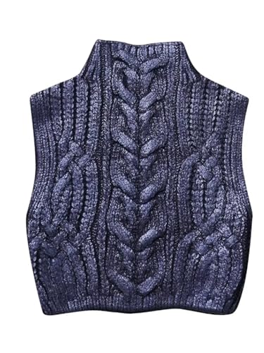 Hndudnff Women's Autumn Sleeveless Metallic Twist Crochet Vest Sweater Casual Vest Pullover3