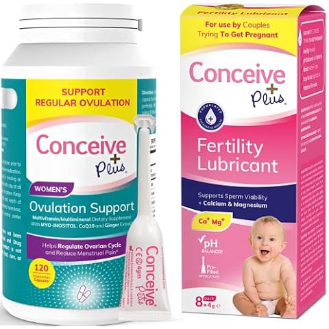 Conceive Plus Fertility Lubricant 8 x 4 Gram Applicators and Ovulation Support Inositol Supplement 120 Count Bundle Cover