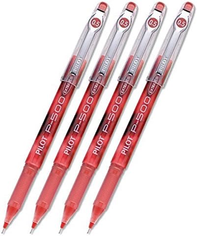 Pilot Precise P-500 Gel Rolling Ball Pen, Extra Fine Red Ink 4-PACK(38602)