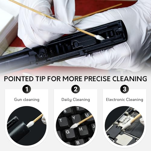 Gun Cleaning Swabs in Storage Box, 6 Inch Bamboo Handled Pistol Cleaning Swabs - Highly Absorbent Gun Swabs, Lint Free Gun Cleaning Supplies Swabs for Precision Gun Cleaning, Applying (500PCS) - Thumbnail 3