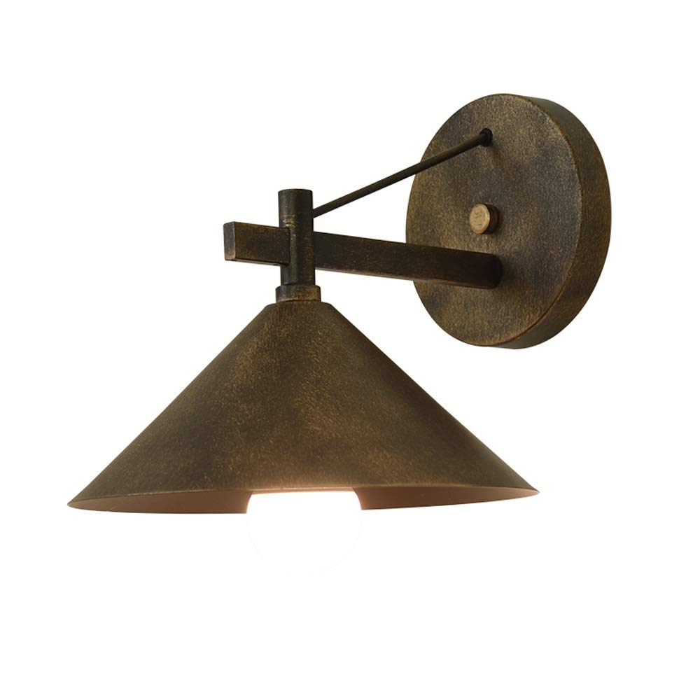 HYJAUSXB Wall Lamps Sconces Outdoor Metal Lamp Exterior Waterproof Garden Light Conical E27 Sconce for Courtyard Loft [Energy Class A+] -Bronze(Matte Black)