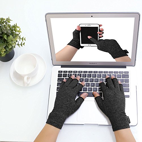 Disuppo Arthritis Compression Gloves Relieve Pain From Rheumatoid, Rsi,Carpal Tunnel, Hand Gloves Fingerless For Computer Typing And Dailywork, Support For Hands And Joints (L, Black) #TOP3