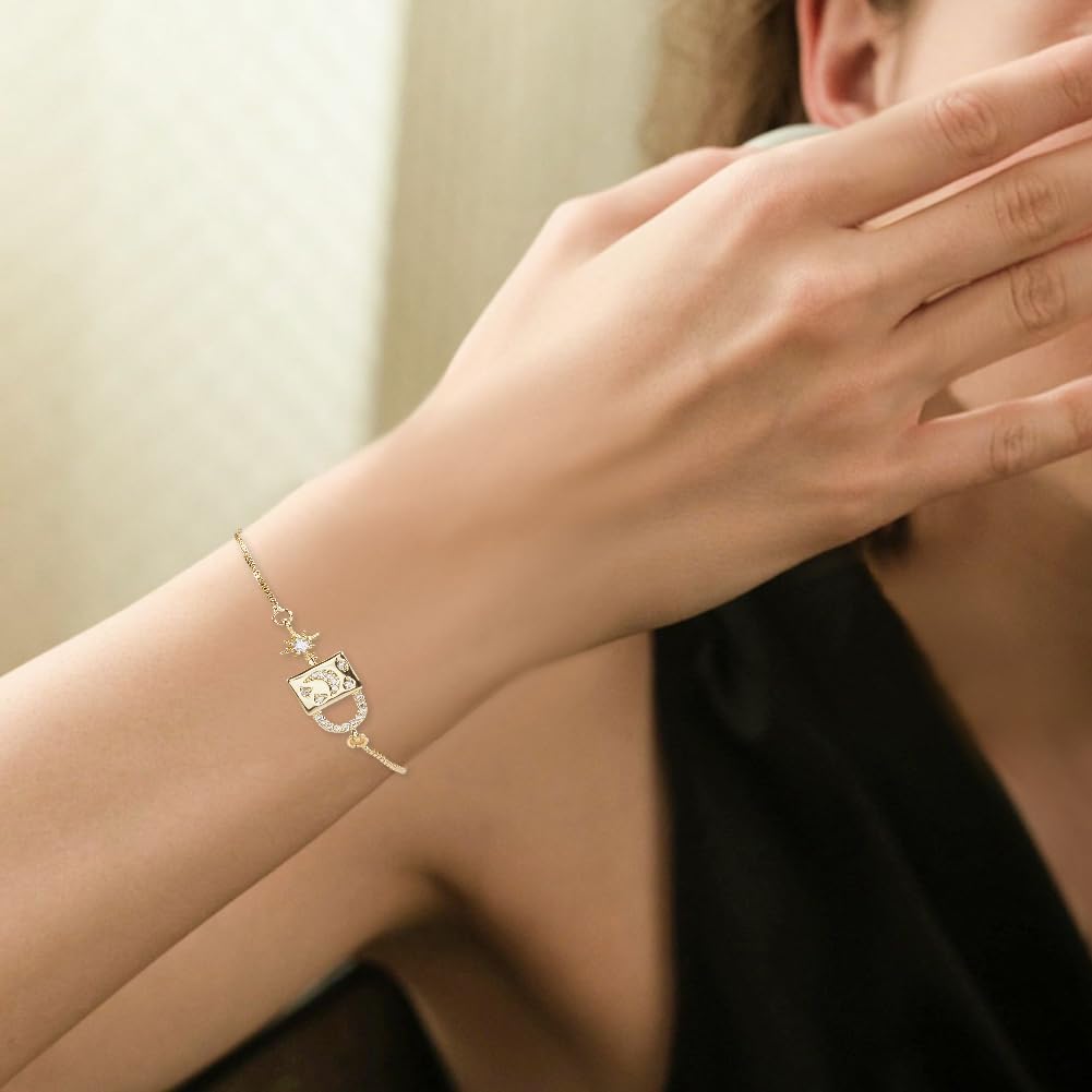 Beebeecraft 32Pcs Adjustable Slider Bracelet 18K Gold Plated 4.7in Slider Bracelets for Jewelry Making with Rhinestones Cubic Zirconia Ends Extender Box Chains for Women Valentine’s Gift