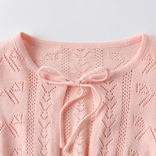 2024 Lightweight Jacket Coat Girls Solid Color Thin Tie Bow Knit Cardigan Shawl Jacket Christmas Gifts Thin Cardigan3