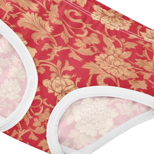 Red Floral Pattern Girls' Panties Training Organic Underwear for Kids in Sizes 2T,3T, 4T, 5T, 6Y and 8Y4