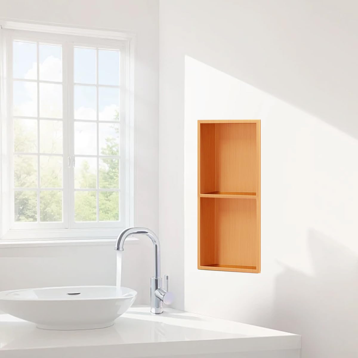 Estante de ducha de acero inoxidable cepillado, doble capa, estante de almacenamiento de baño montado en la pared, fácil instalación, resistente al óxido, no necesita azulejos, solución de