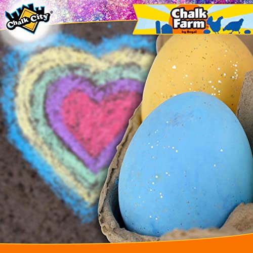 Regal Games Sidewalk Glitter Egg Chalk, 6 Count Chalk, Non-Toxic, Washable, Art Set #TOP4