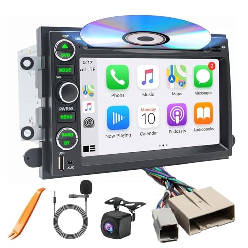 Radio para auto con CD, DVD, CarPlay inalámbrico y cámara 7" miniatura 1