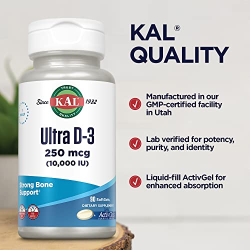 KAL Ultra Vitamin D3 10,000 IU Softgels