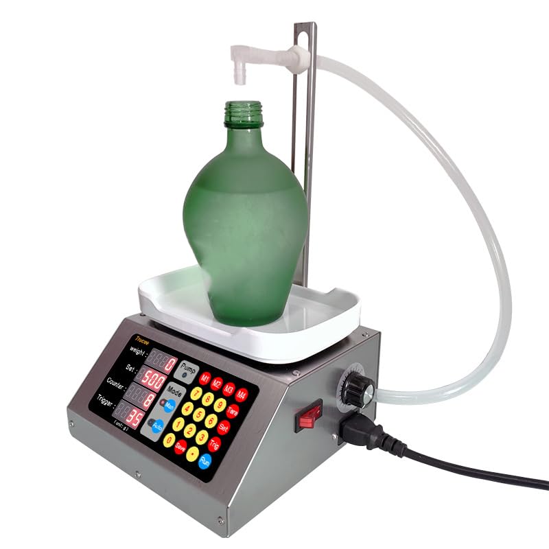 KEULEN Riempitrice di Liquidi, Riempitrice Elettrica per Pesatura 8-3000 Ml, 3,5 L/min, Altezza Bottiglia Applicabile 0-300 Mm, Erogazione Quantitativa di Pesatura Automatica, per Olio Essenziale