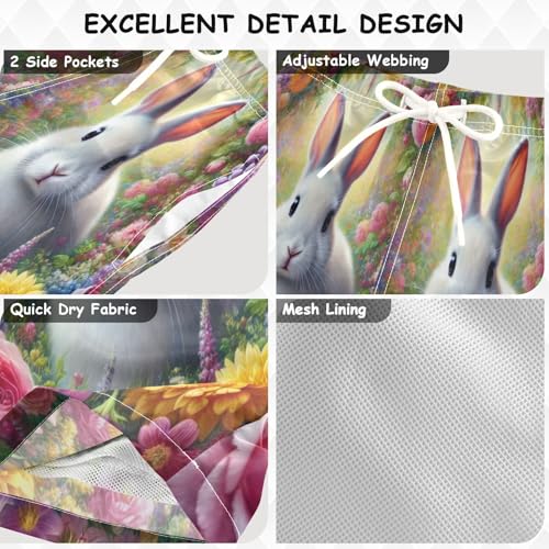 Rabbit Flower White Boys Swim Trunks Quick Dry Toddler Swimsuit Boy Board Shorts Swimwear Bathing Suits S3
