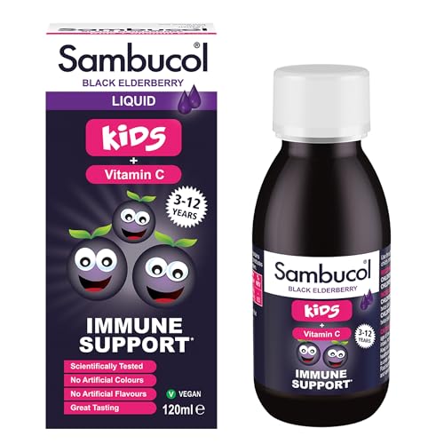 Sambucol Natural Black Elderberry Kids Liquid | Vitamin C | Immune Support Supplement | 120ml