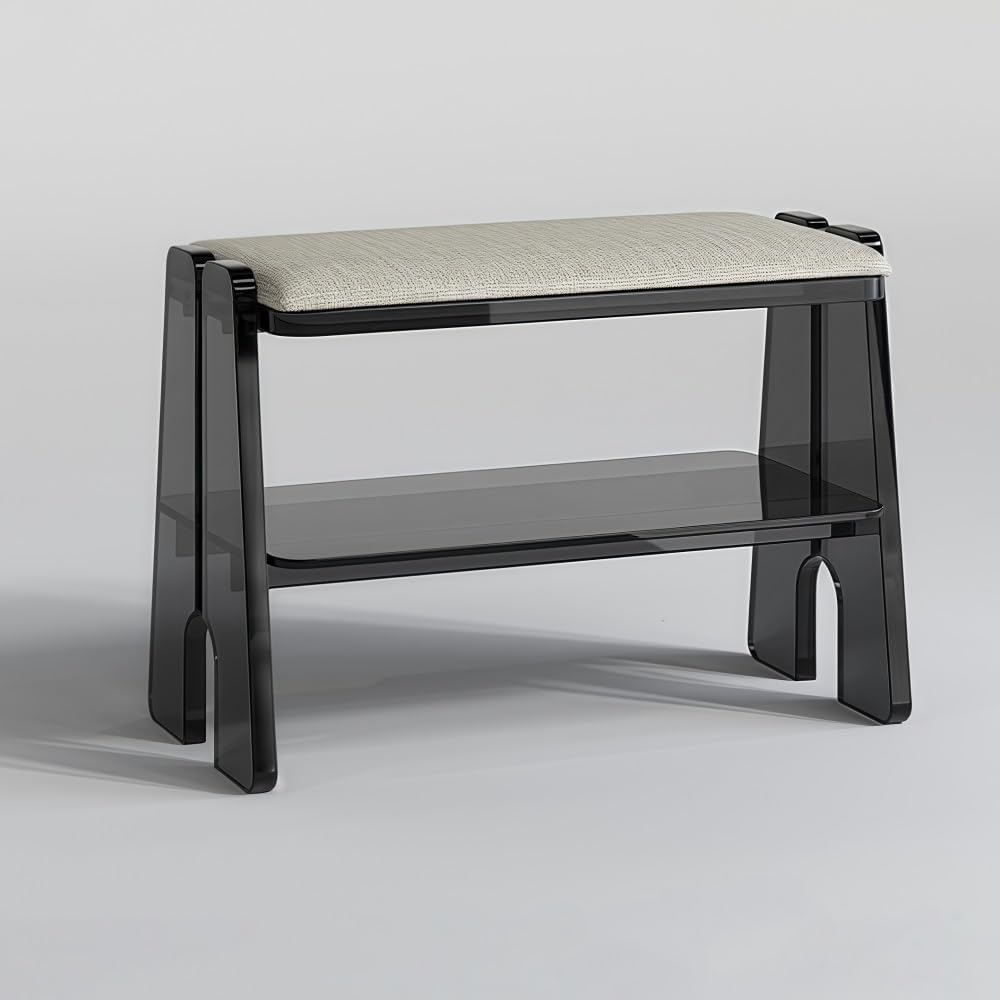 SDCFFC Entryway Bench with Soft Cushion and Shoe Rack Storage Bench Acrylic Frame Ottoman Benchs for Apartment Hallway Beautiful