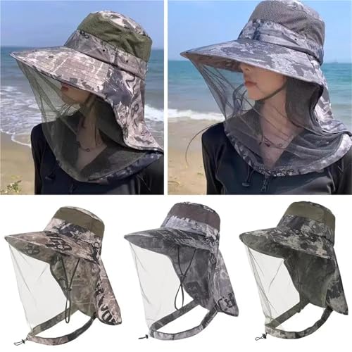 Sombrero de camping con red mosquitera ideal para tus días de pesca al aire libre 3