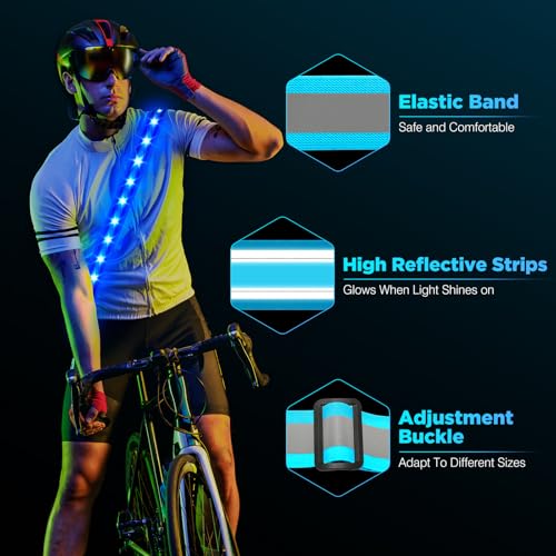 Higo Rechargeable LED Running Belt – Reflective Adjustable Glowing Waistband, Safety Running Lights for Runners, High Visibility Gear for Night Running, Cycling & Hiking (Blue) - image 4