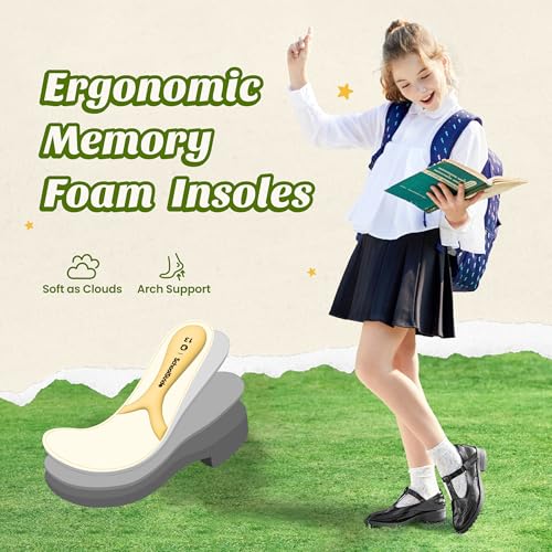 PATPAT Girls School Shoes, Toddler Little Big Kid, White Black T-Strap Mary Jane Flats3