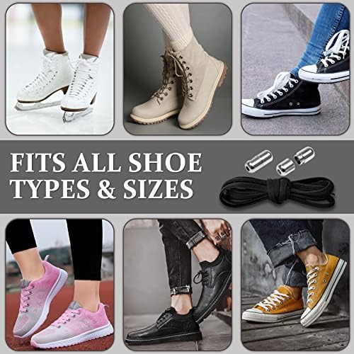WleCrtl No Tie Shoe Laces, 6 Pairs Elastic Laces for Kids and Adults, Adjustable Flat Universal Shoe Laces, Shoelaces with Metal Buckles, Tieless Laces for Trainers Walking Boots Hiking Shoes