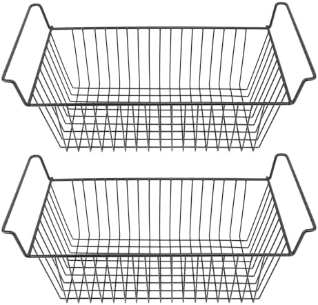 TOPINCN 2 Pack Freezer Organizer Bins, Rectangular Silver Steel Wire ...