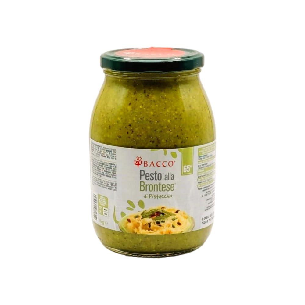 Pesto di pistacchio "alla Brontese" 65% | Fatto in Sicilia | Bacco | Barattolo da 1kg
