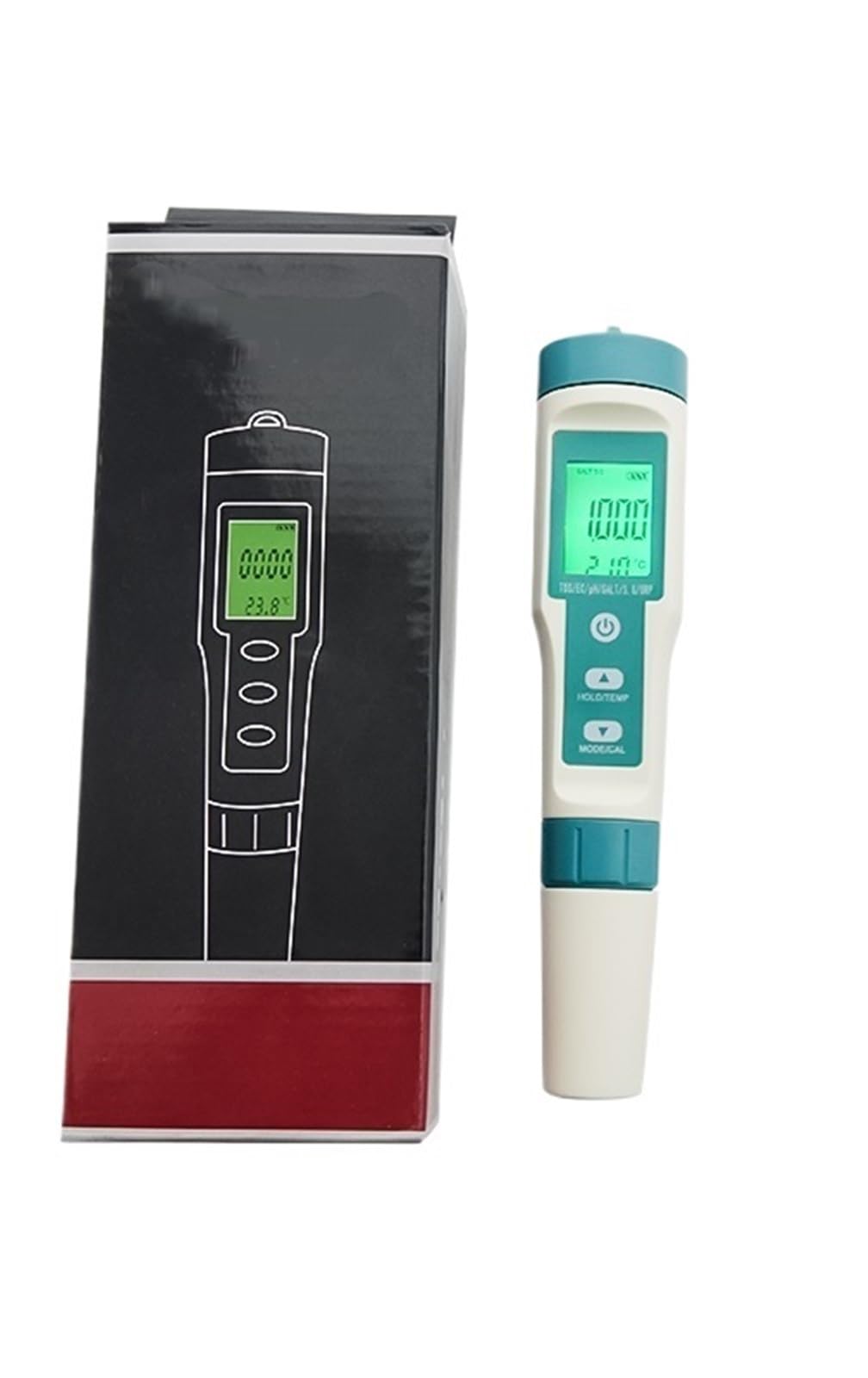 7-in-1 digitaler Wasserqualitätstester | PH/Cl₂/TDS/EC/Härte/Salz/Temperatur-Monitor for Aquarien und Pools