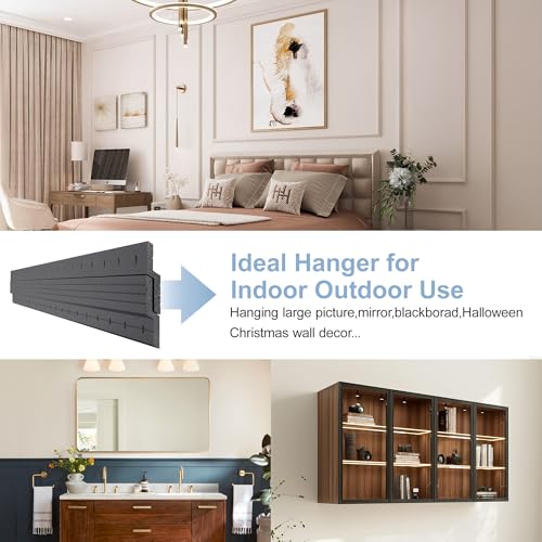 Image of French Cleat Hanger Heavy Duty 30 inch - Aluminum Alloy Z Clips Brackets Heavy Mirror Mounting Hardware 100 lbs Load Interlocking Z Hangers Picture Hanging Kit, 1 Pair Black