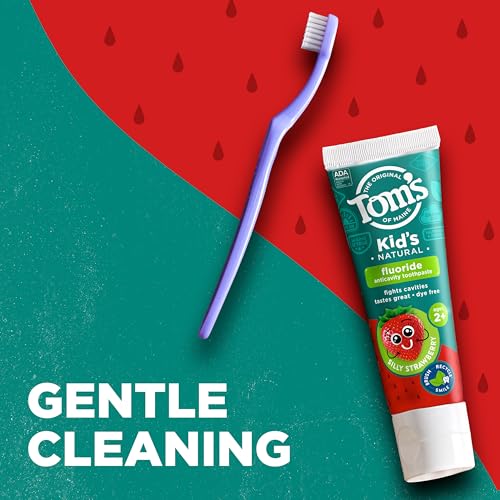 tom39s of maine ada approved fluoride kids toothpaste natural toothpaste dye free no artificial preservatives silly strawberry 51 oz 3-pack packaging may vary
