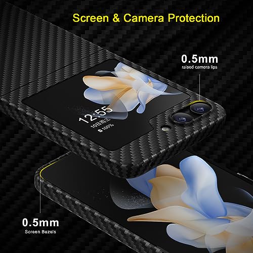 Memumi ASC22KF002B5 𝟐𝟎𝟐𝟑 Real Aramid Fiber For Samsung Z Flip 5 Case, Sturdy Durable Aramid 0.5 Mm Slim Case For Galaxy Z Flip5 Carbon Fiber Aramid Fiber thumb #2
