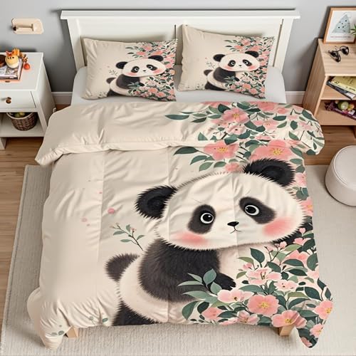 Housse couette en microfibre douce finitions soignées parure de lit panda durable