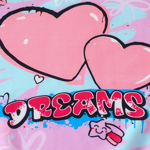 Image of Kids Toddler Girl Clothes Heart Letter Print Long-sleeved round collar top+Letter Print Pants Outfits Set