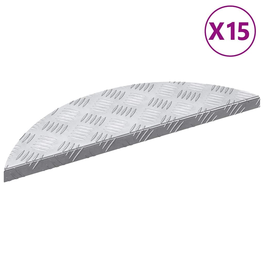 Profil schodowy aluminiowy 15 szt., srebrny 60 x 18 x 2,5 cm