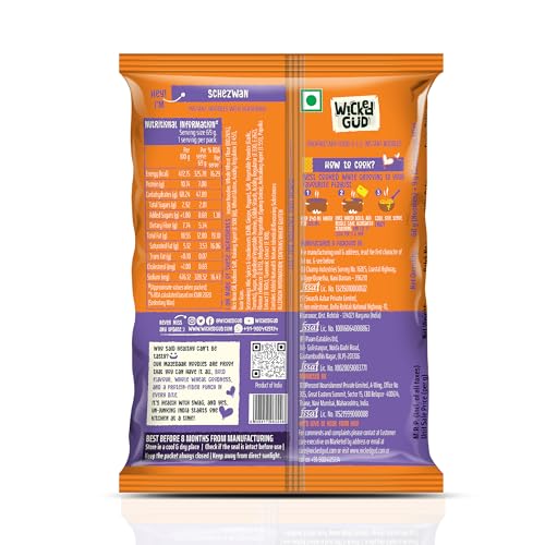 Image of WickedGud Nourishing Schezwan Instant Noodles (69 gm) | Healthy Noodles | No Maida | No Oil | No MSG | High Protein | High Fibre | Cholesterol Free