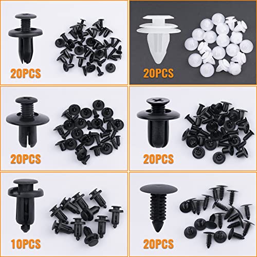 Image of 110PCS 6 Sizes Car Retainer Clips Kit, Auto Door Trim Panel Clips, Expansion Screws Replacement Kit Accessories, Bumper Push Rivet Clips with Storage Box, Universal for GM, Ford, Toyota, Chrysler