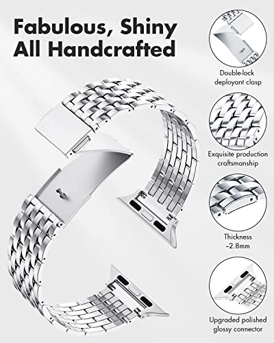 Tisimo For Apple Watch Band 41Mm 40Mm 38Mm 45Mm 44Mm 42Mm Series 8 7 6 5 4 3 2 1 Se Se2 Women And Men,Stainless Steel Metal Watchband For Iwatch Bands(38Mm 40Mm 41Mm,Sliver) #TOP1