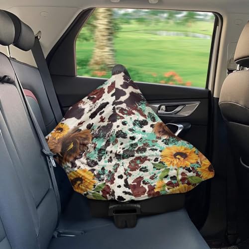 Image of Wanyint Highland Cow Sunflower Baby Car Seat Covers Nursing Scarf Car Seat Canopy Shopping Cart Cover and High Chair Cover Protect Babies and Breastfeeding Mothers