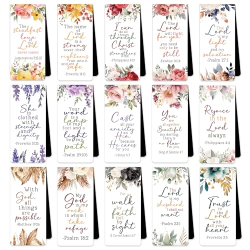 Bible Verse Floral Magnetic Bookmarks: 30 Pcs Inspirational Scripture Magnet Book Mark Clips for Reading, Flower Christian Page Markers Gifts for Women Students Church Reading School Office Supplies