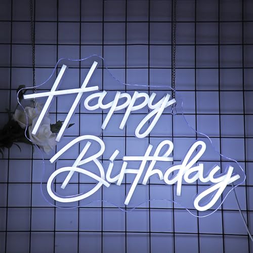 Image of Happy Birthday Neon Sign Dimmable Led Neon Lights Happy Birthday Party Neon Signs for Wall Decor USB Powered Led Neon Signs for Room Decoration
