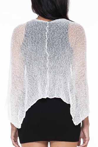 Image of SHU-SHI Womens Sheer Knit Poncho Shrug Lightweight Cover Up One Size Fits Most