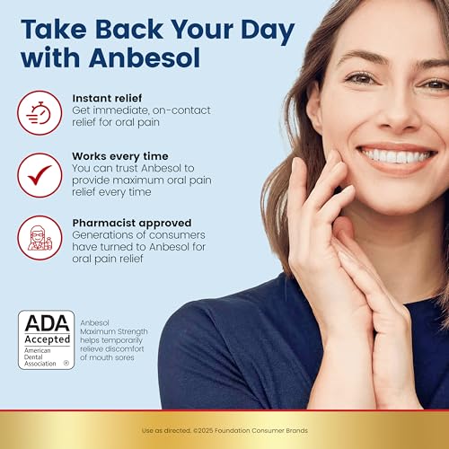 Anbesol Gel Maximum Strength - Instant Oral Pain Relief for Toothaches, Canker Sores, Sore Gums, Denture Pain - Additional View