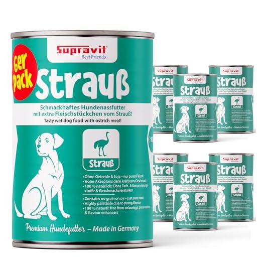 Supravit Nassfutter mit Strauß für Hunde