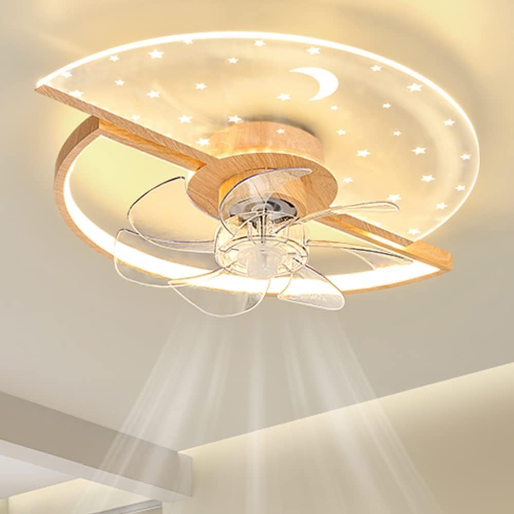 Nordic Silent Ceiling Light Fan Children's Room Decoration Dimmable Indoor Fan Ceiling Light Lamp Ceiling Light Flat Mounted Modern Ceiling Lighting Fixtures for Bedrooms Living Rooms