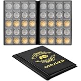 Vicloon Album per Monete da 200 Tasche, Libro per Collezionare Monete con 10 Pagine, Portamonete Con Tasche 45x45mm per Sterline, Penny, Centesimi, Dollari e Nichel (Nero)