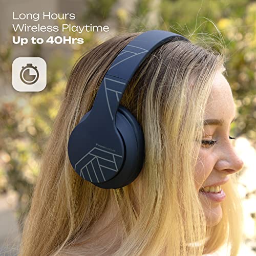 Image of PowerLocus P6 Wireless Bluetooth 5.3 Over Ear Headphones, HiFi Stereo Sound, Deep Bass, Soft Earmuffs, Foldable Lightweight, Blue