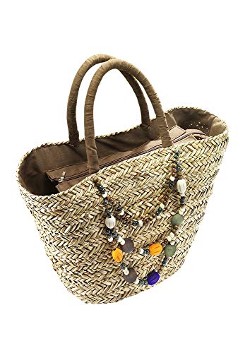 Preisvergleich Produktbild Seegrastasche mit braunen Perlen